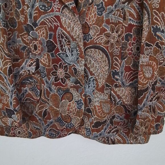 VTG 1970s Anne Klein Tapestry Blazer Womens Sz‎ 14 Floral Paisley Victorian Boho - Picture 3 of 16